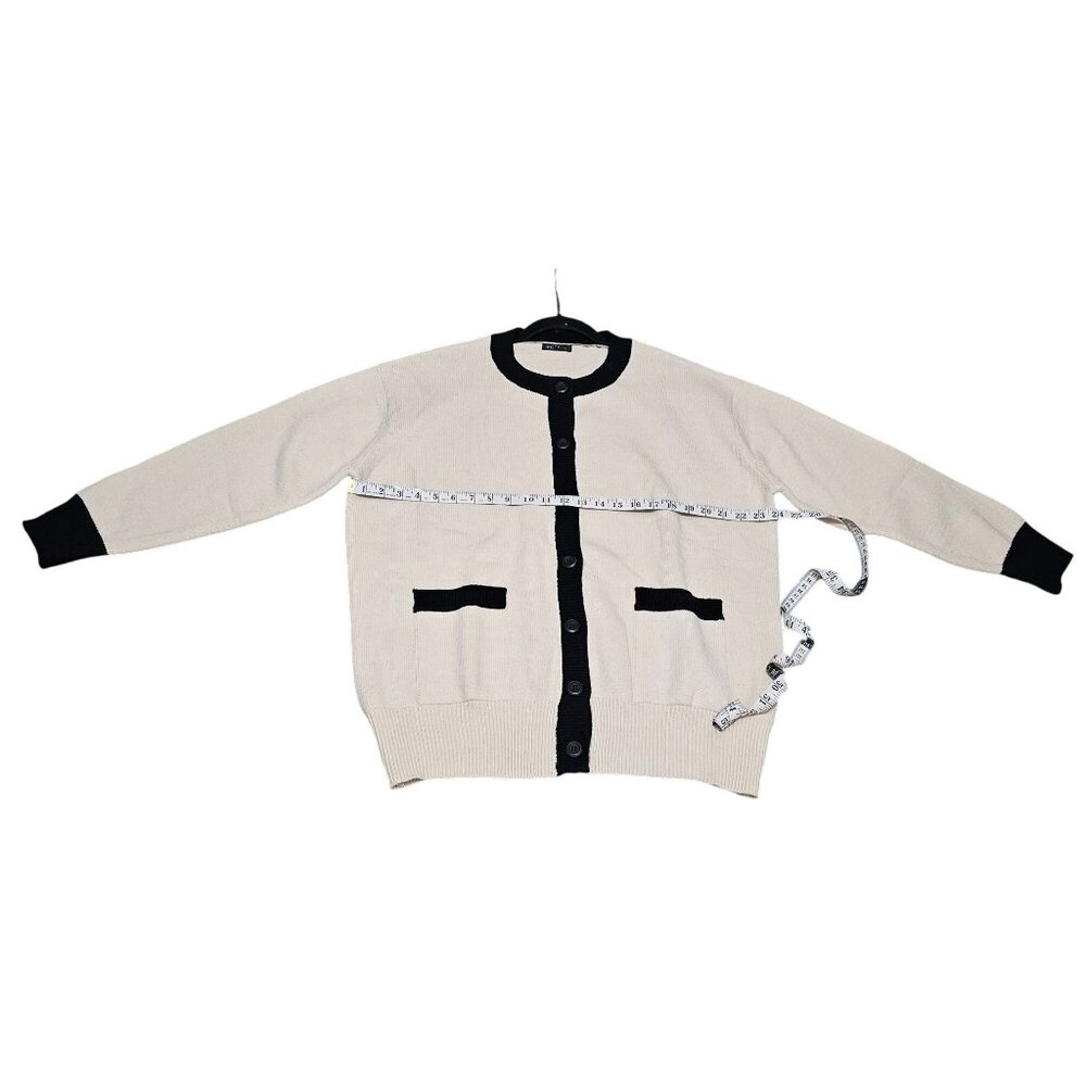 MOTF Womens Black & White Cardigan Sweater Large Button-Down Long Sleeve Acrylic - Picture 11 of 11